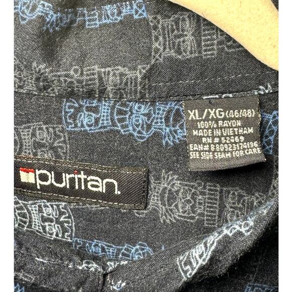 PURITAN XL MENS HAWAIIAN BUTTON UP BLUE SHIRT - Picture 5 of 10